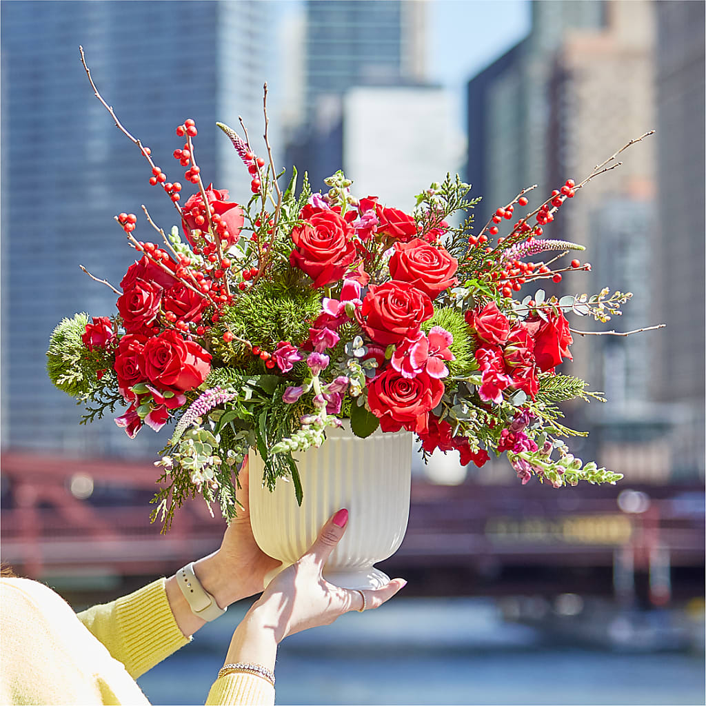 Big Red Bow Bouquet – East City Flower Shop, Peterborough ON