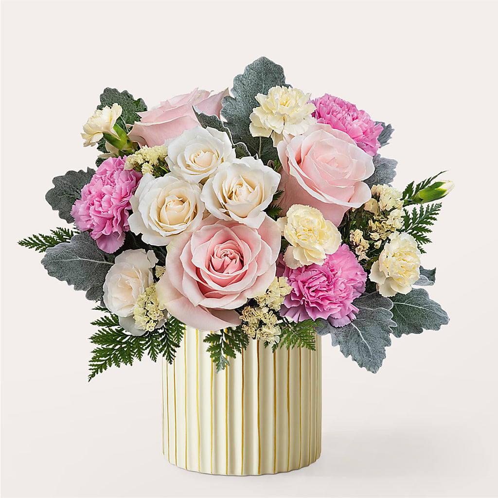 Blissful Moments Bouquet with Ivory Vase – East City Flower Shop, Peterborough ON