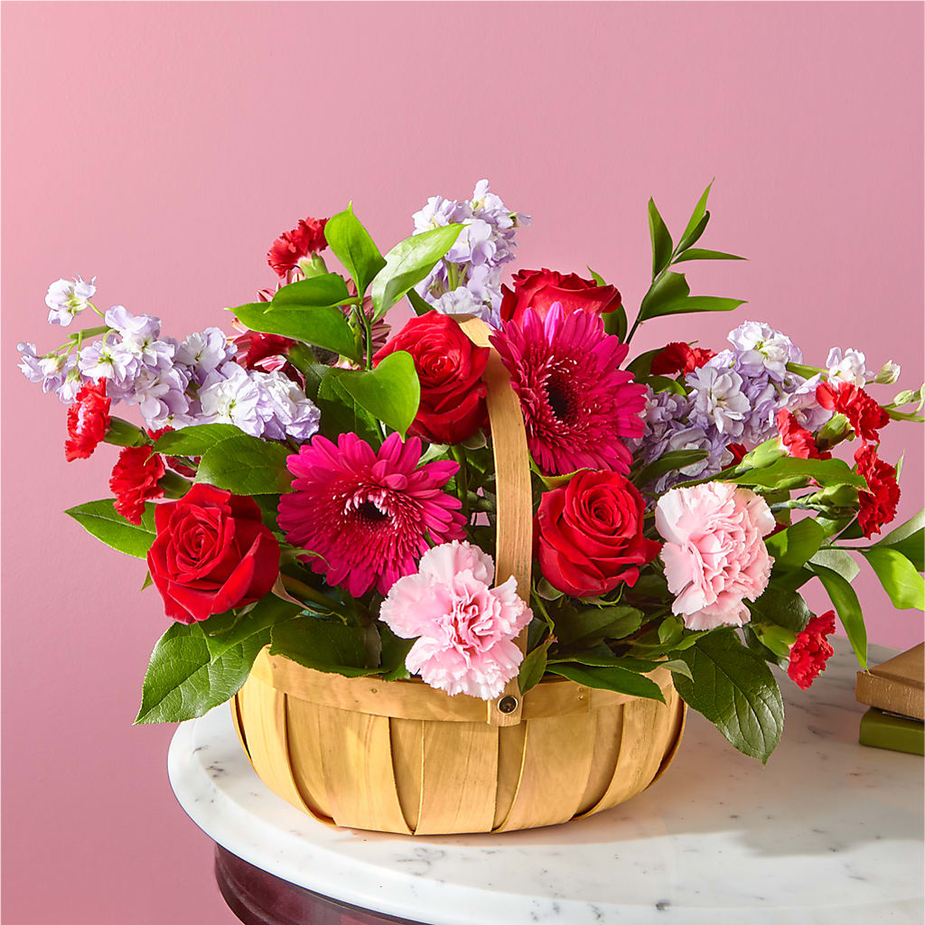 Pink Picnic Basket – East City Flower Shop, Peterborough ON