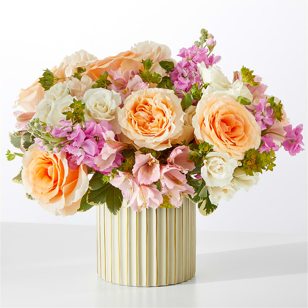 Paradise Bouquet with Ivory Vase – East City Flower Shop, Peterborough ON