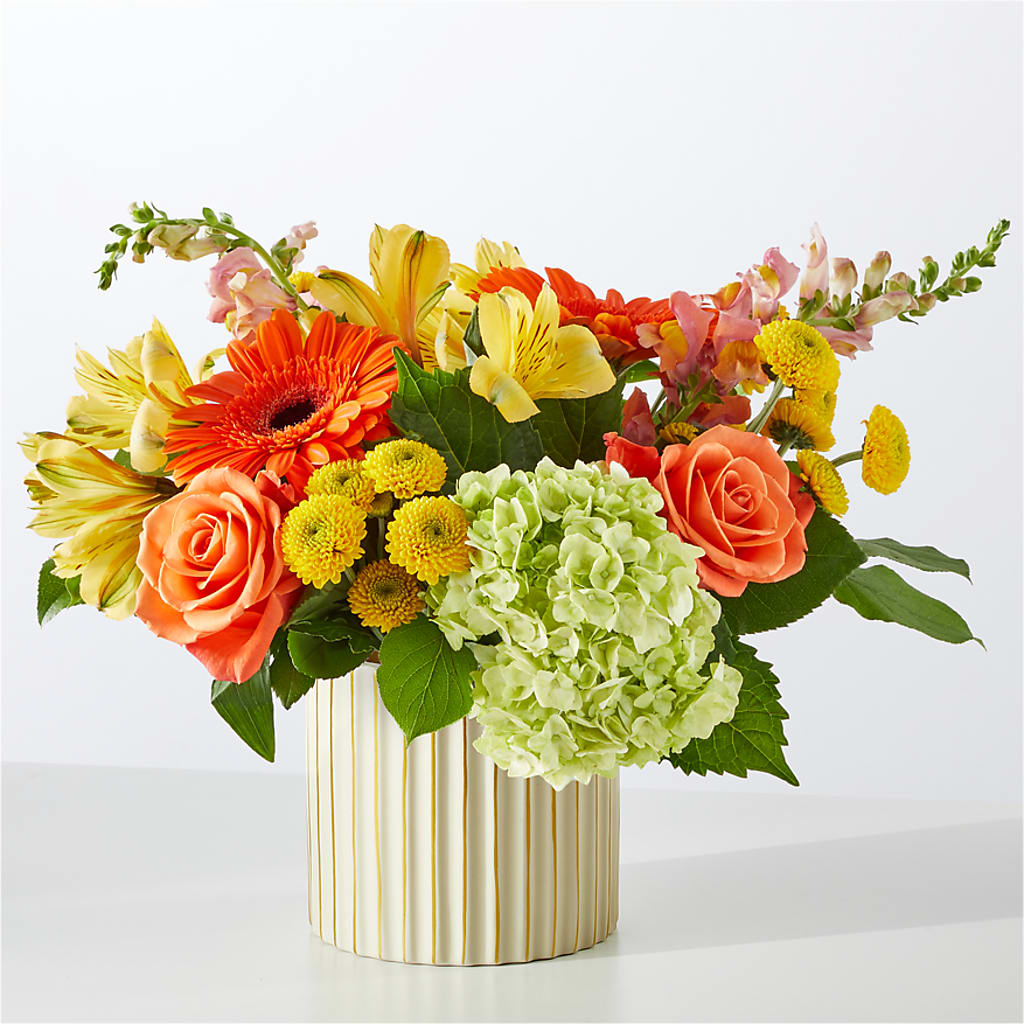Autumn Sunshine Bouquet with Ivory Vase –  East City Flower Shop, Peterborough ON
