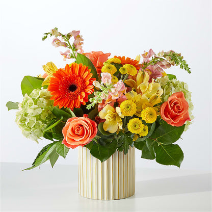 Autumn Sunshine Bouquet with Ivory Vase –  East City Flower Shop, Peterborough ON
