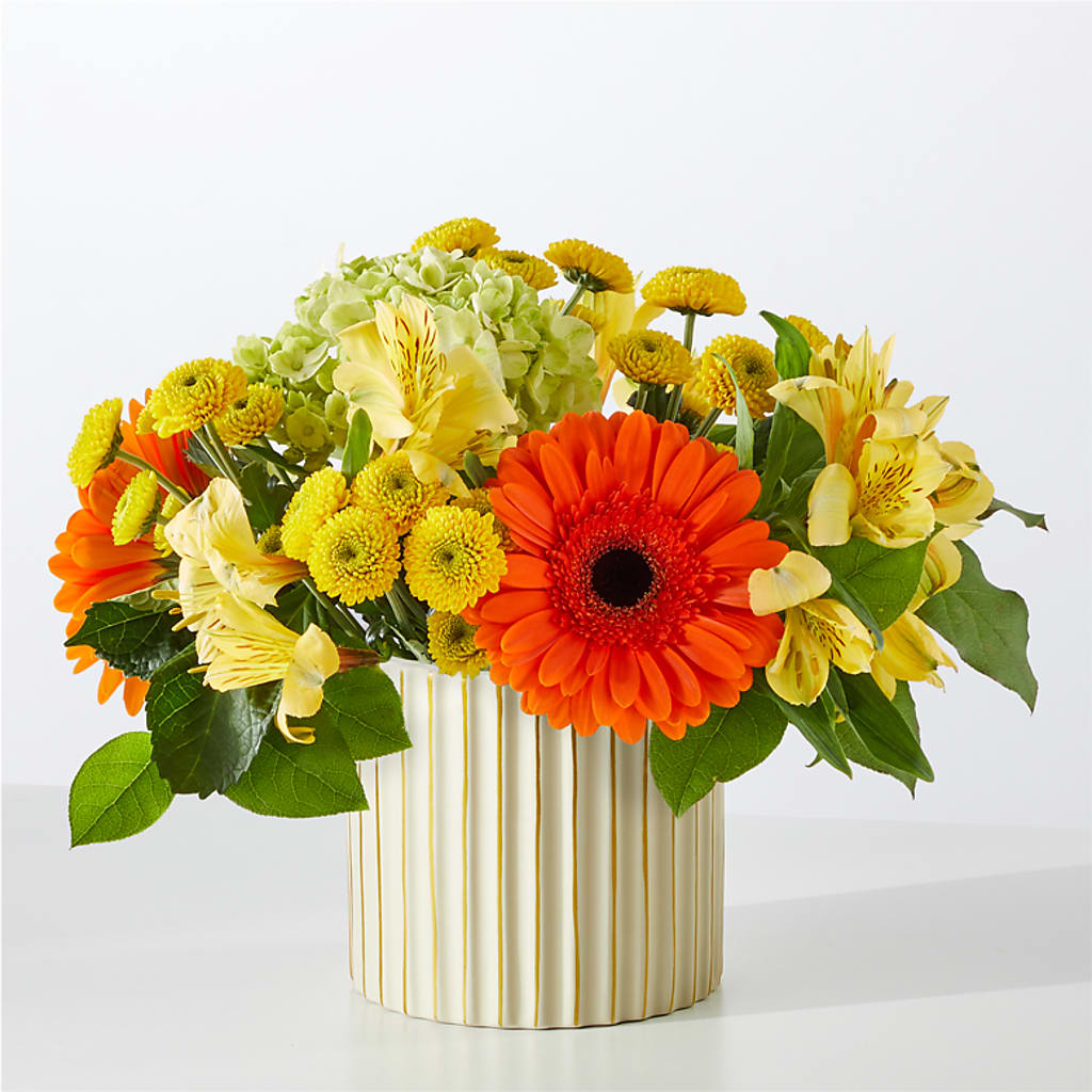 Autumn Sunshine Bouquet with Ivory Vase –  East City Flower Shop, Peterborough ON