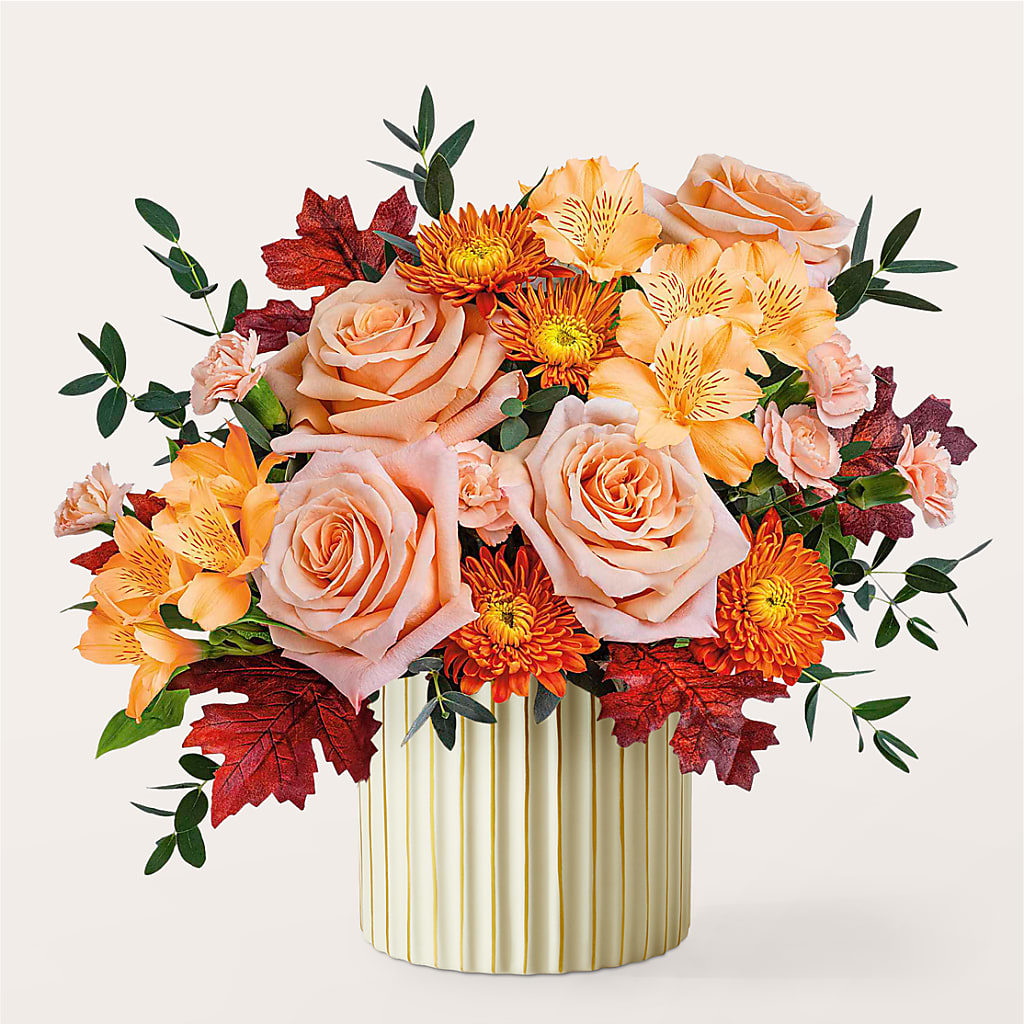 Spiced Latte Bouquet with Ivory Vase –  East City Flower Shop, Peterborough ON