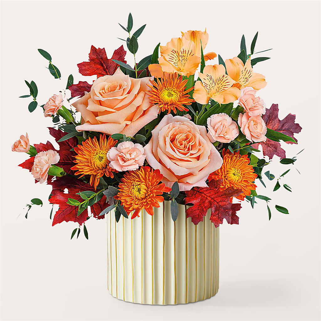 Spiced Latte Bouquet with Ivory Vase –  East City Flower Shop, Peterborough ON